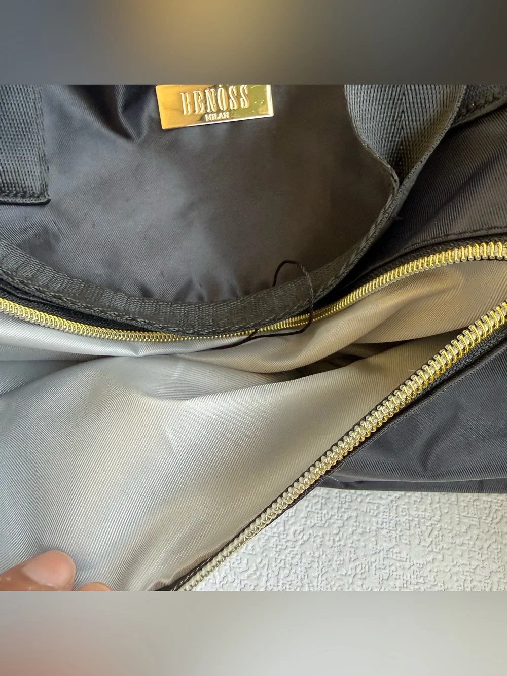 Benoss Milan Large Black Travel Duffel Weekender Bag Gold Hardware